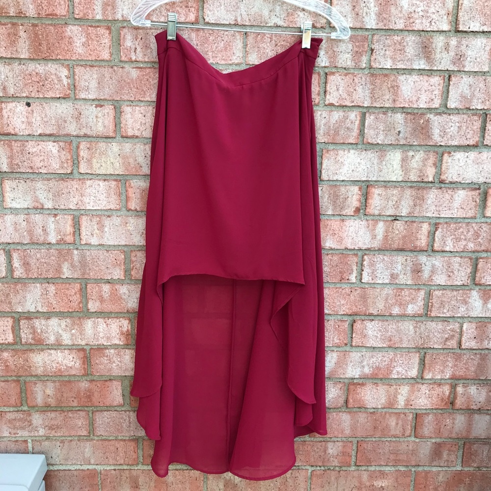 Burgundy high low skirt